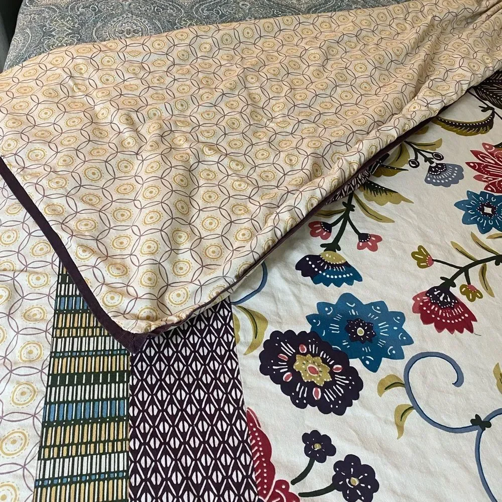 Angelica Floral Duvet Cover in Cream, Red, Blue & Green Twin